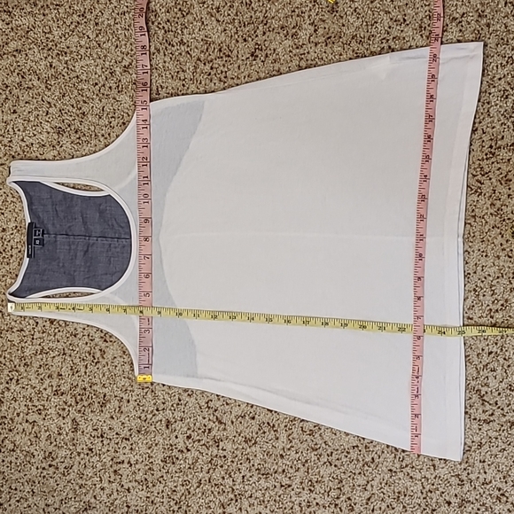 Vince white racerback tank with chambray upper back - Picture 6 of 9